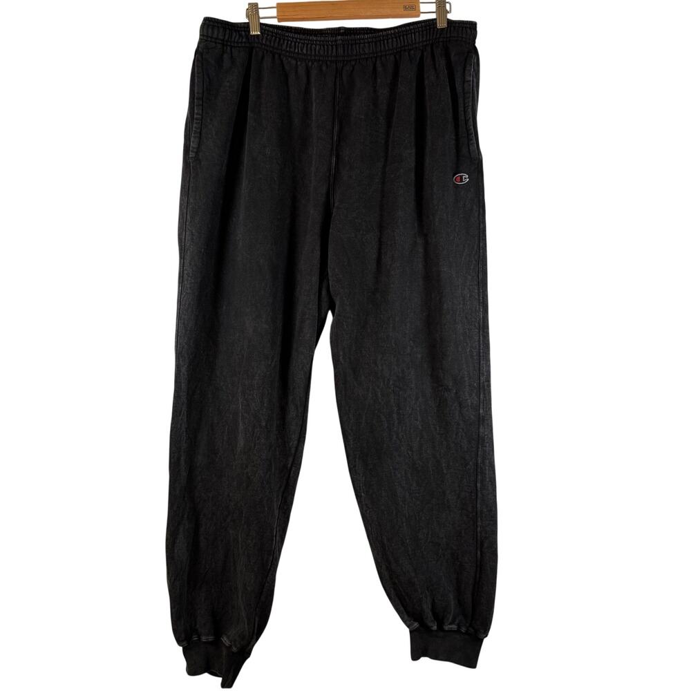 Champion Men’s XL Jogger Sweatpants Black Mineral Dye Cotton Blend Athleisure
